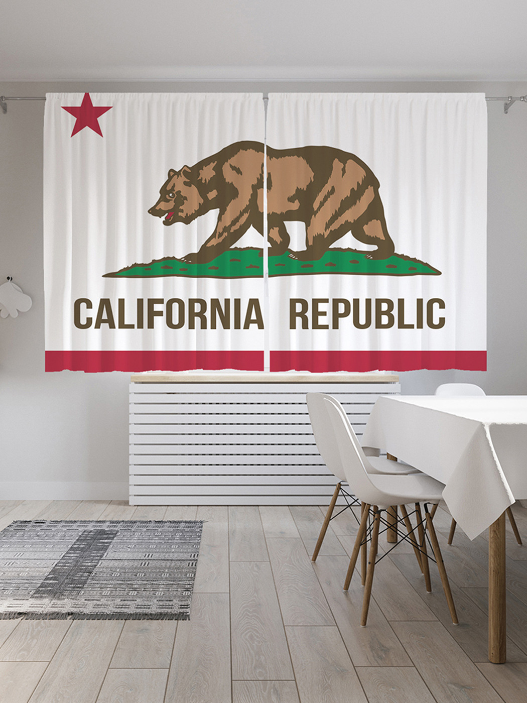 фото Шторы с фотопечатью joyarty "флаг калифорнии" из сатена, 290х180 см