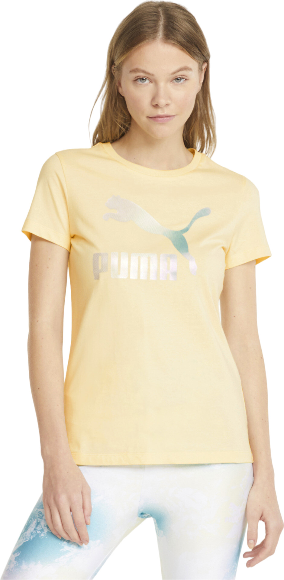 

Футболка женская Puma Crystal G. Graphic Tee желтая XS, Желтый, Crystal G. Graphic Tee