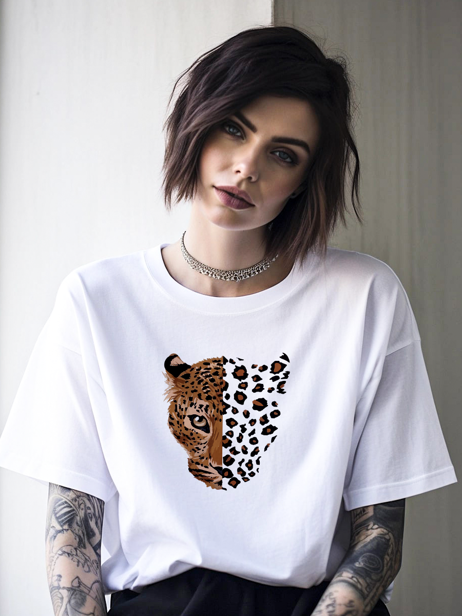 

Футболка женская Easy tee МордаЛеопардБ белая XXL, Белый, МордаЛеопардБ