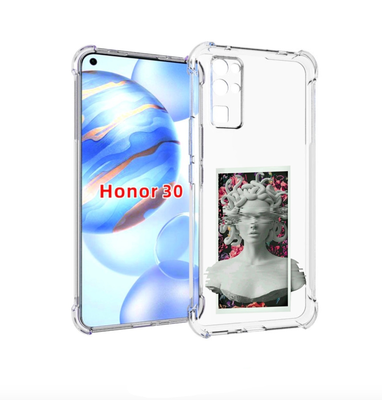

Чехол бампер MyPads статуя-медузы для Honor 30 (BMH-AN10) против, Прозрачный, Tocco