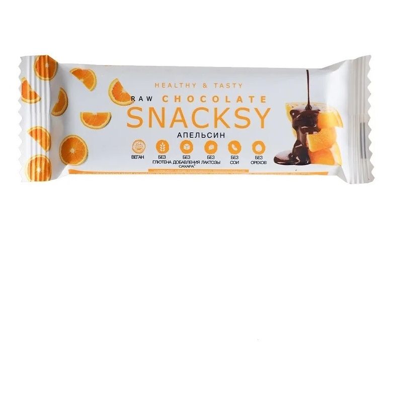 Батончик Snacksy Raw Chocolate с апельсином 55 г 149₽