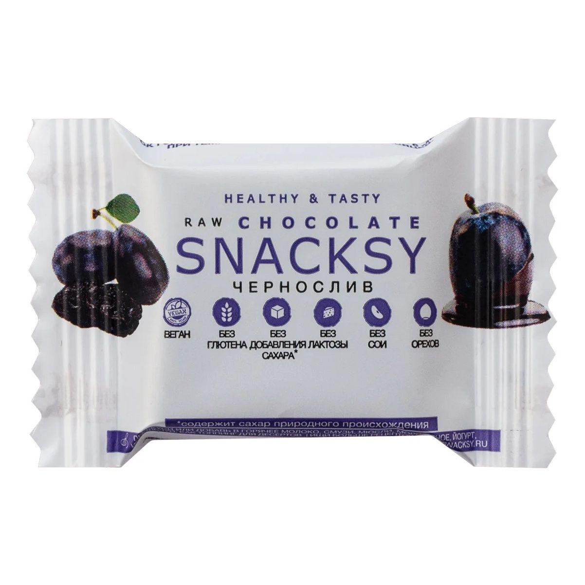 Батончик Snacksy Mini Raw Chocolate с черносливом 20 г 107₽