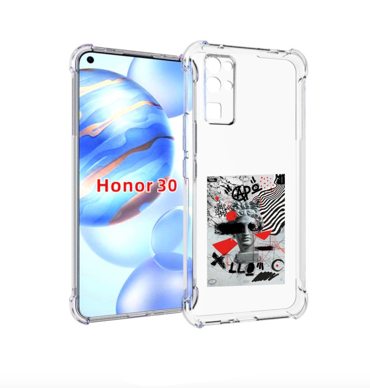 

Чехол бампер MyPads стрит арт статуя для Honor 30 (BMH-AN10) про, Прозрачный, Tocco