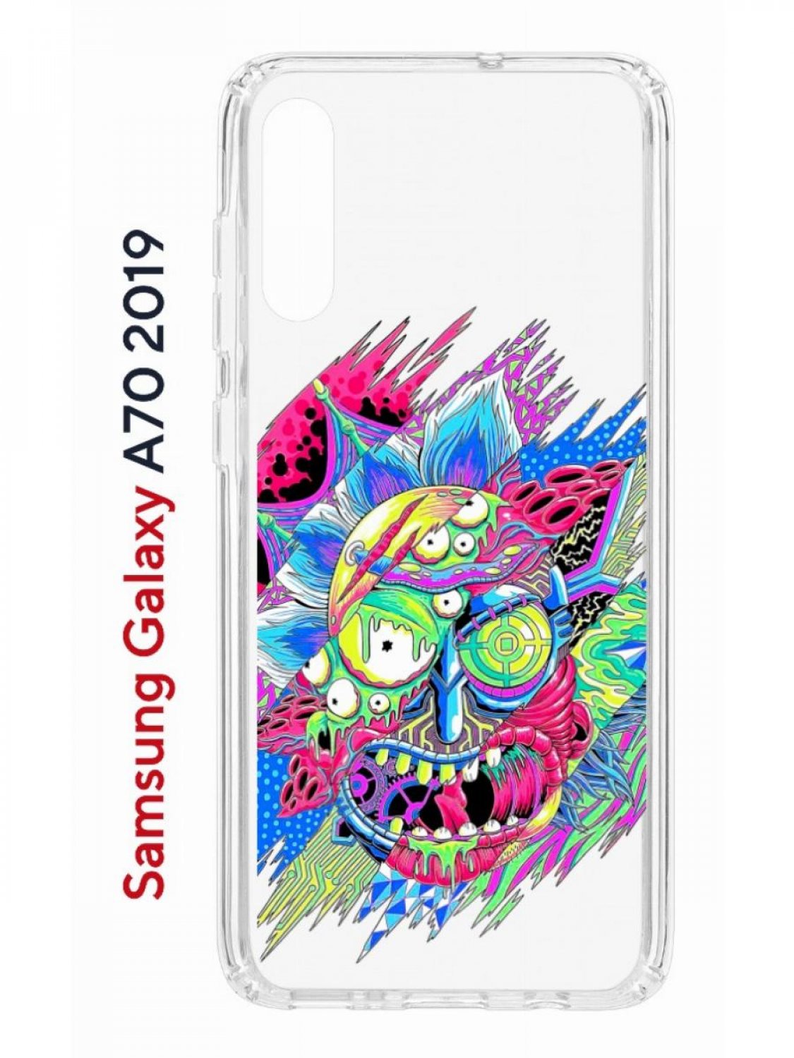 

Чехол на Samsung A70 Kruche Print Многоликий Рик,противоударный бампер,с защитой камеры, Прозрачный;голубой;розовый;желтый, Самсунг Галакси А70