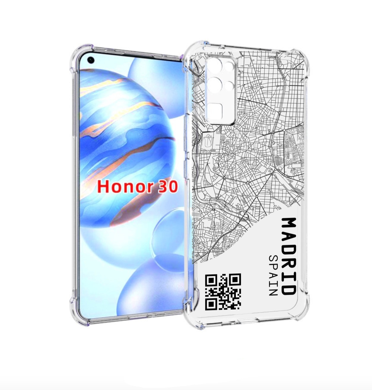 

Чехол бампер MyPads схема-мадрид для Honor 30 (BMH-AN10) противо, Прозрачный, Tocco