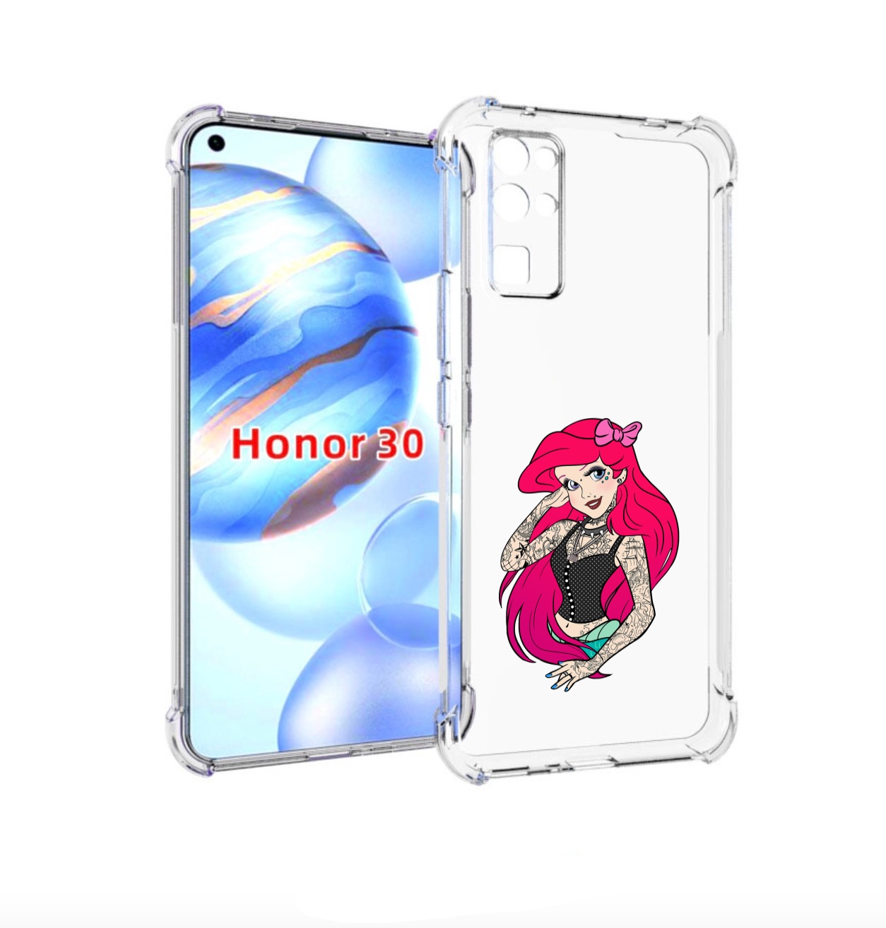 

Чехол бампер MyPads татуированная-принцесса женский для Honor 30, Прозрачный, Tocco