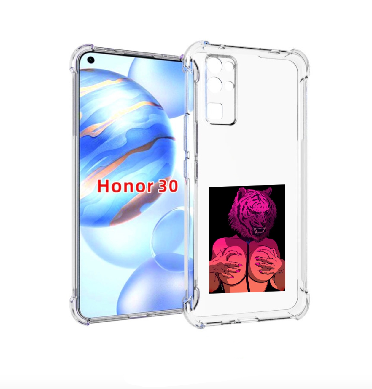 

Чехол бампер MyPads тигр с секретом женский для Honor 30 (BMH-AN, Прозрачный, Tocco