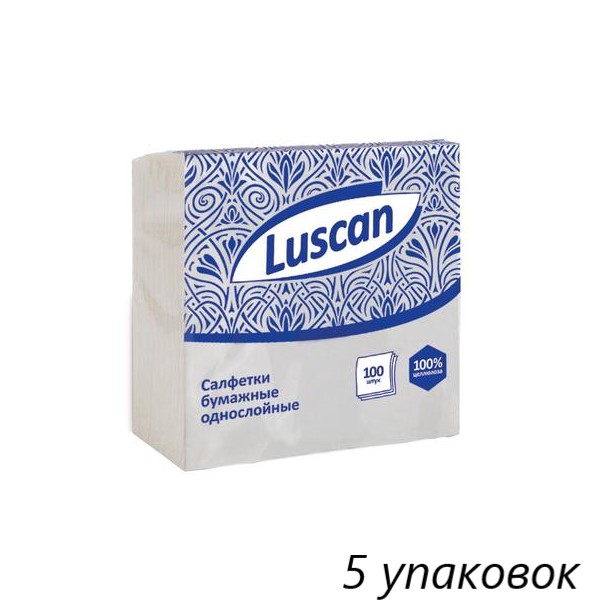 

Салфетки бумажные Luscan 1сл24х24белые100шт/уп, (5шт.), Белый, 42218325