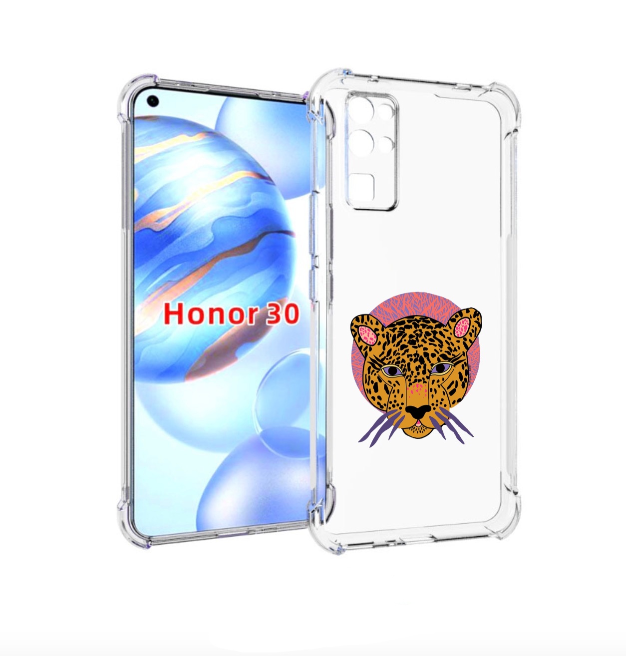 

Чехол бампер MyPads тигр-в-кругу для Honor 30 (BMH-AN10) противо, Прозрачный, Tocco