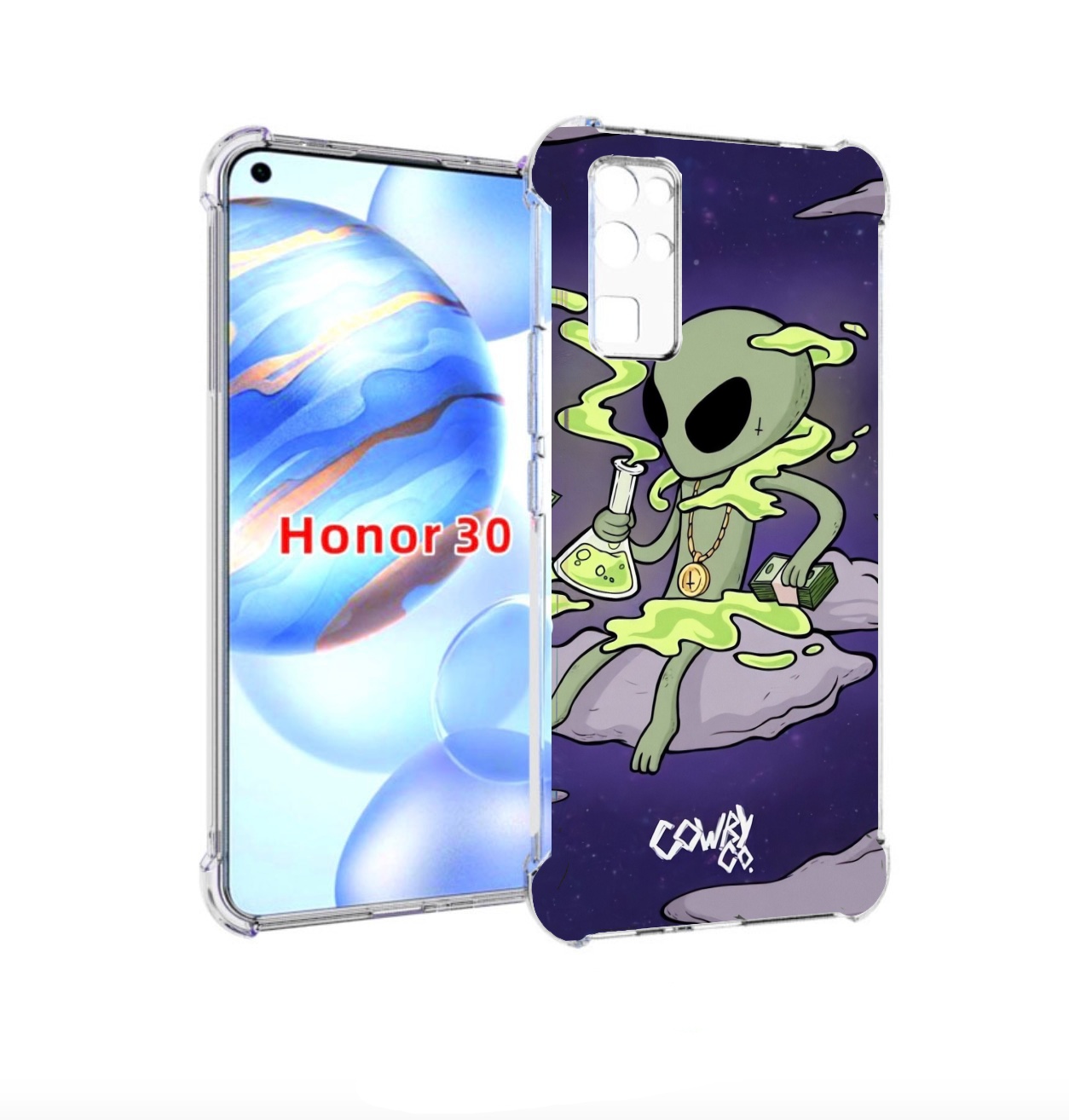 

Чехол бампер MyPads токсичный инопланетянин для Honor 30 (BMH-AN, Прозрачный, Tocco