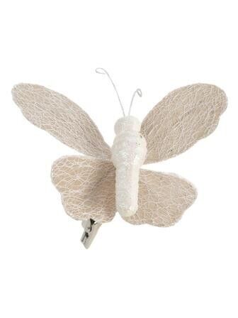 фото Новогоднее ёлочное украшение бабочка ажурная на клипсе 10x15x8,5 феникс презент