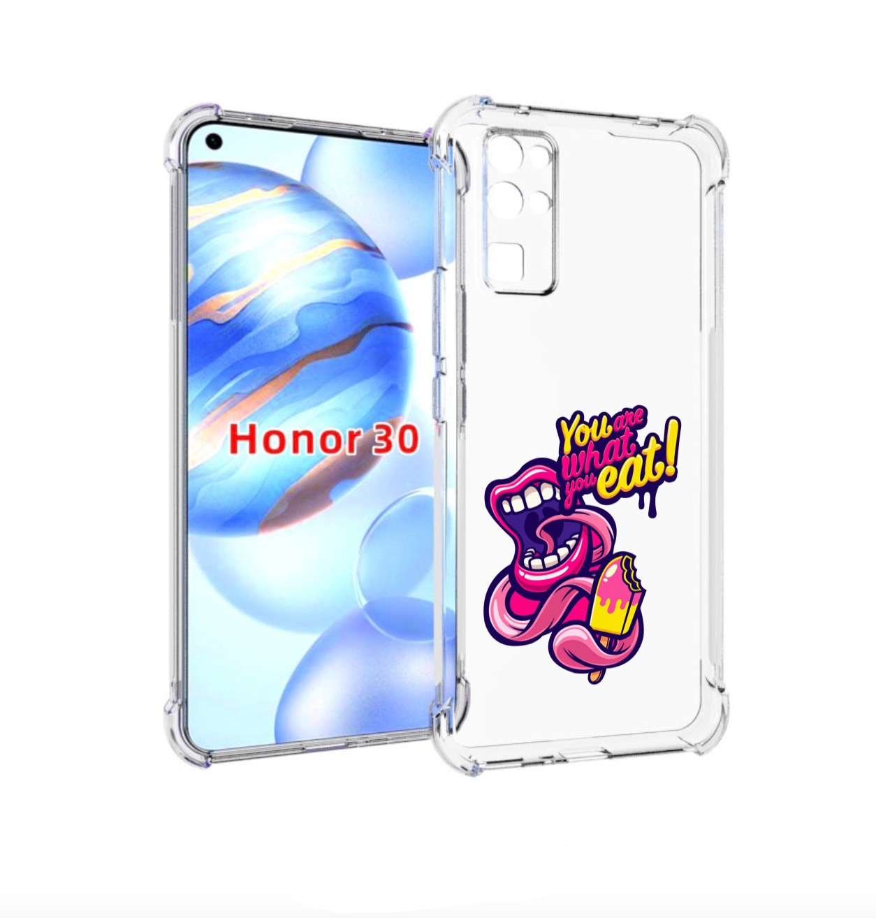 

Чехол бампер MyPads ты-то-что-ты-ешь для Honor 30 (BMH-AN10) про, Прозрачный, Tocco