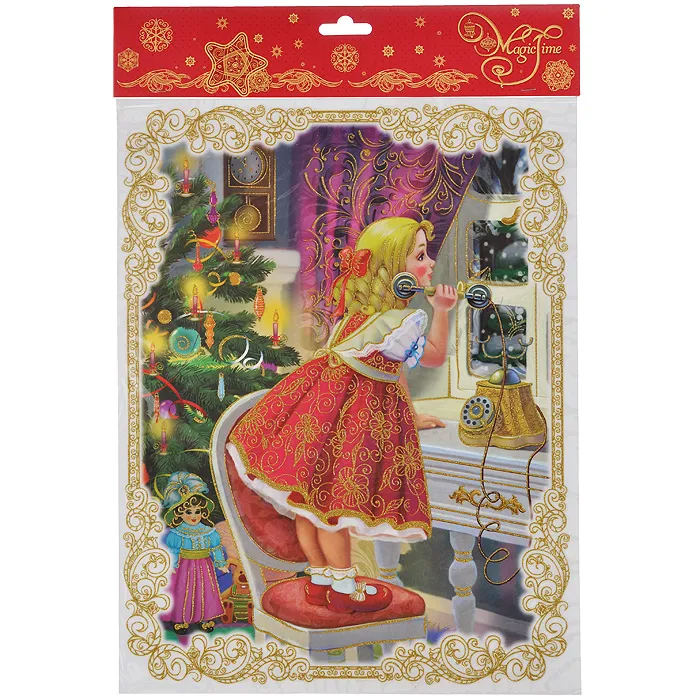 

Новогоднее оконное украш. арт.34325/72 "Девочка" 30*38 см, из ПВХ пленки, девочка