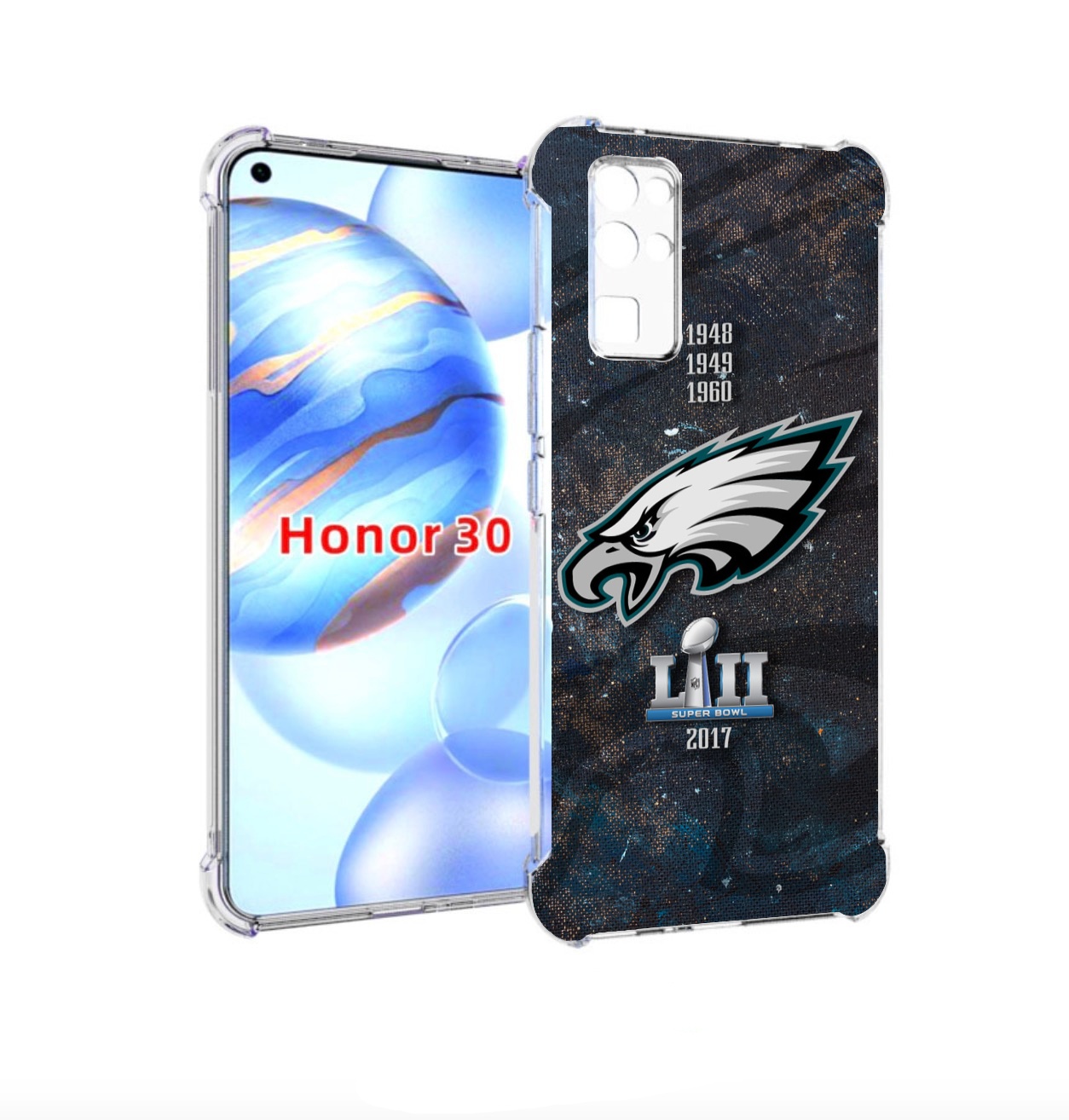 

Чехол бампер MyPads филадельвия иглс регби мужской для Honor 30, Прозрачный, Tocco