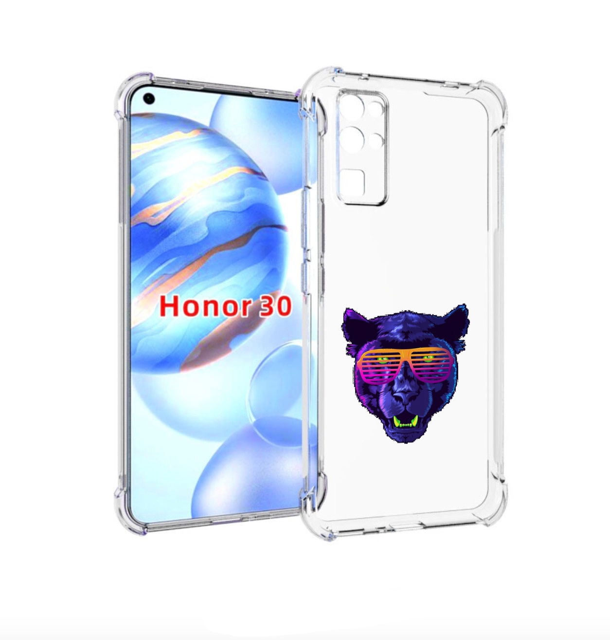 

Чехол бампер MyPads фиолетовая пума в очках для Honor 30 (BMH-AN, Прозрачный, Tocco