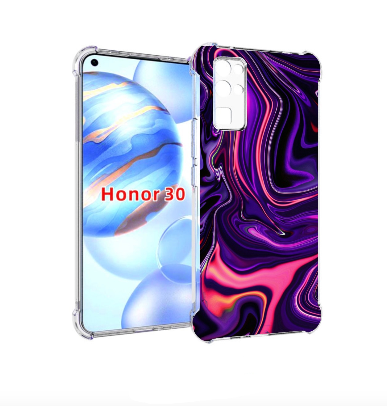 

Чехол бампер MyPads фиолетовые краски для Honor 30 (BMH-AN10) пр, Прозрачный, Tocco