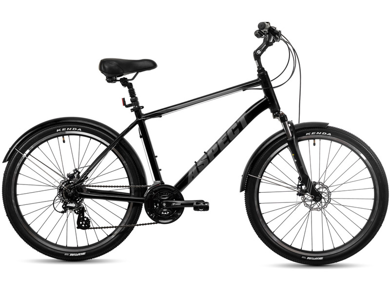Комфортный велосипед Aspect Weekend Disc, год 2023, цвет Черный-Серебристый, ростовка 16