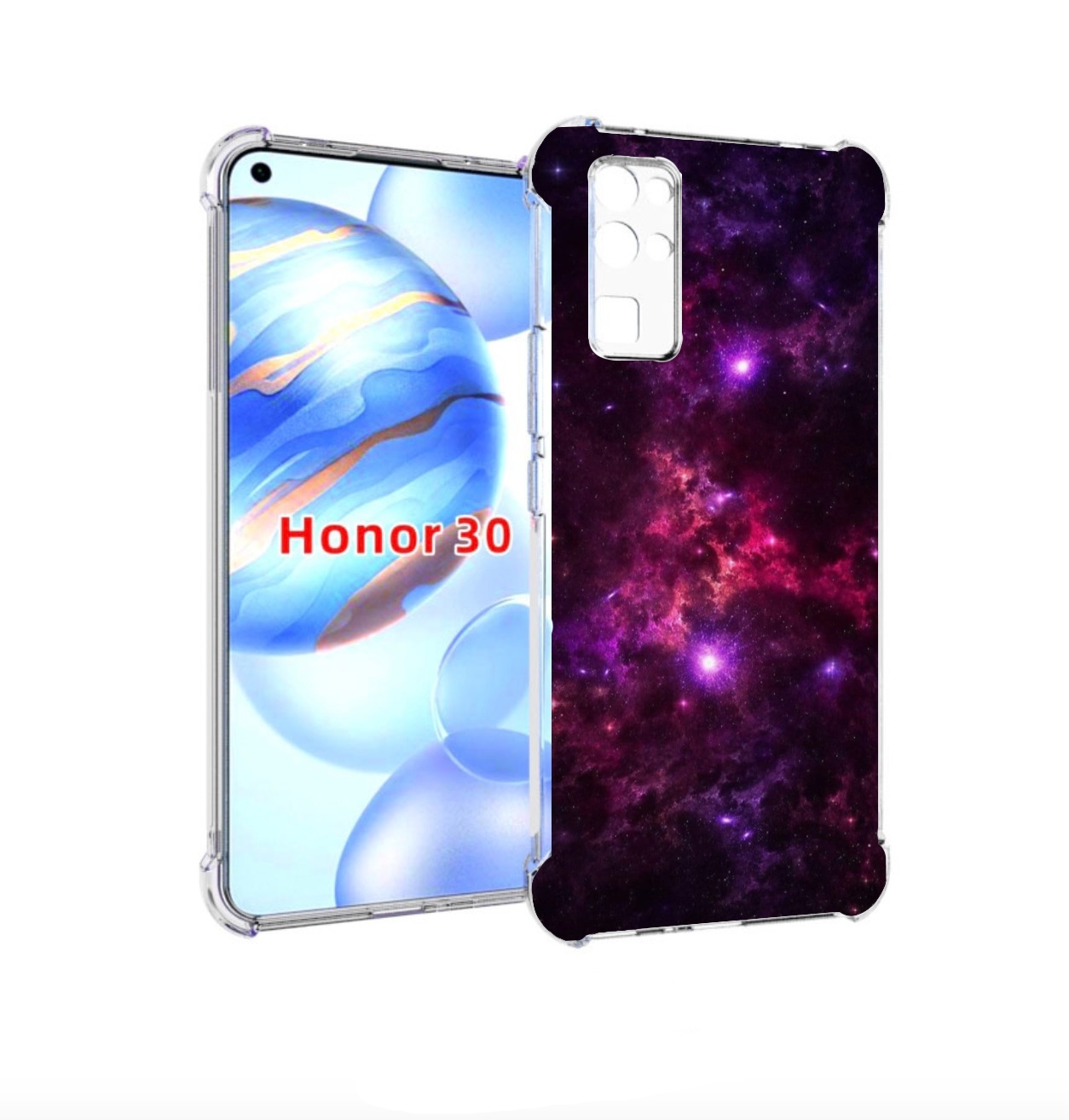 

Чехол бампер MyPads фиолетовый-космос-с-облаками для Honor 30 (B, Прозрачный, Tocco