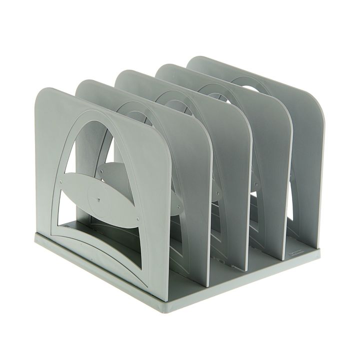

Подставка для журналов и бумаг (сортер) Стамм, сборная, 4 отделения, серая, Серый