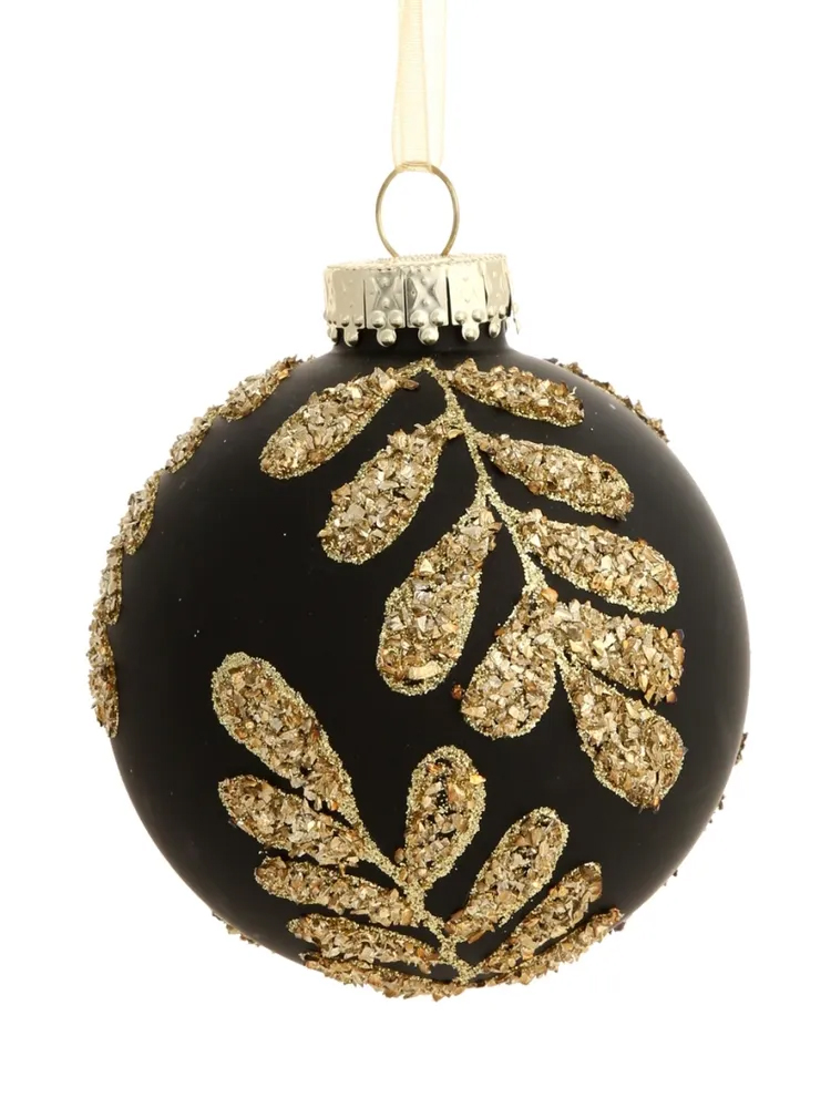 

Новогоднее подвесное украшение - шар Чёрное золото из стекла / 8x8x8см арт.81949, чёрное золото