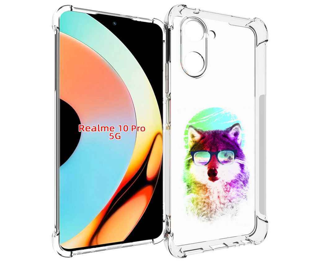 

Чехол бампер MyPads радужный волк детский для Realme 10 Pro прот..., Прозрачный, Tocco