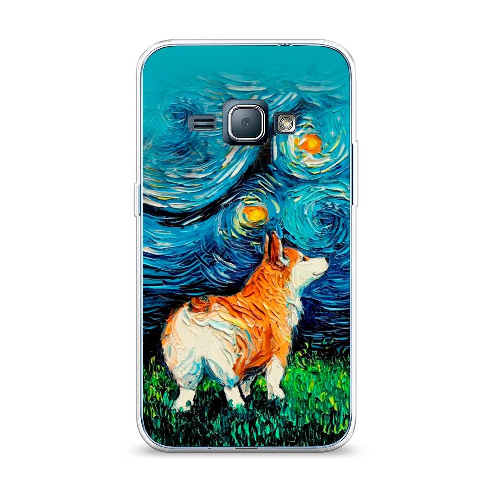 

Чехол на Samsung Galaxy J1 2016 "Корги звёздная ночь", Коричневый;белый;зеленый, 22150-1