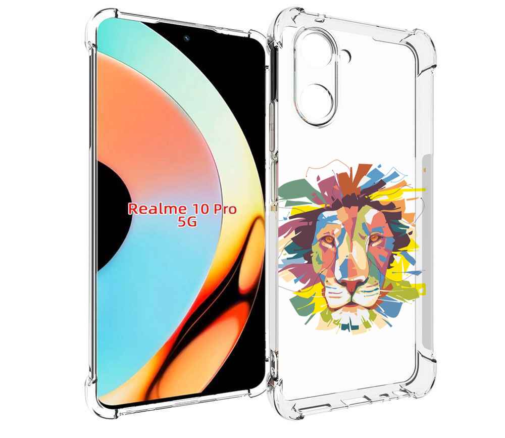 

Чехол бампер MyPads разноцветный-лев детский для Realme 10 Pro п..., Прозрачный, Tocco