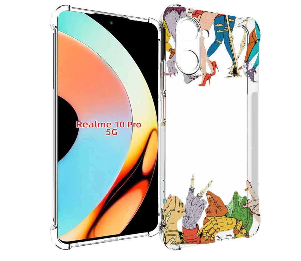 

Чехол бампер MyPads разные персонажи пальчики для Realme 10 Pro ..., Прозрачный, Tocco
