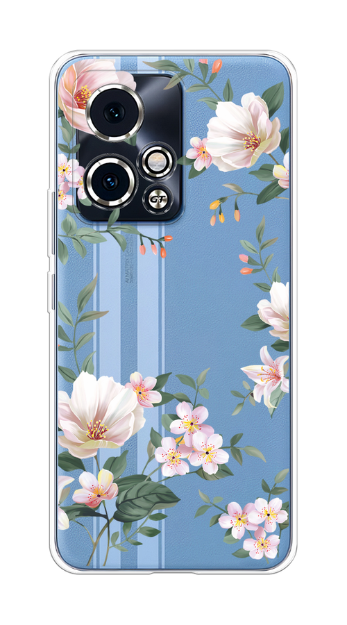 

Чехол на Honor 90 GT "Beautiful white flowers", Бежевый;зеленый, 6123450-1