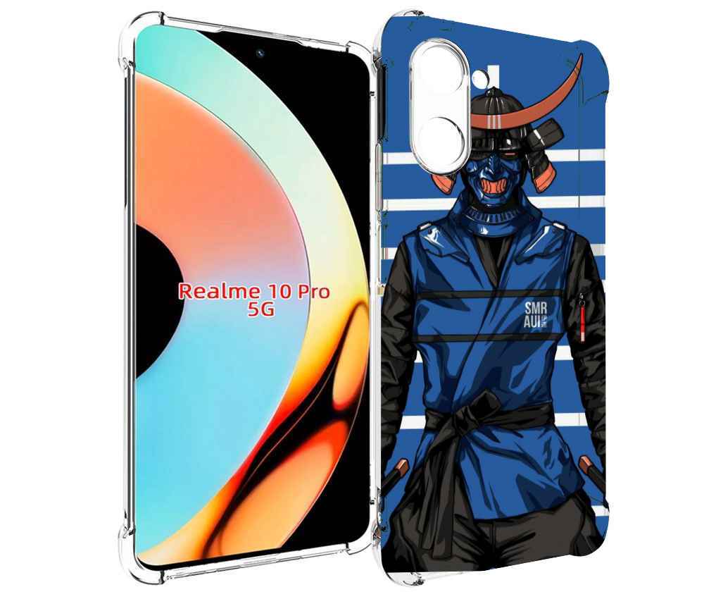 

Чехол бампер MyPads самурай в синей форме для Realme 10 Pro прот..., Прозрачный, Tocco