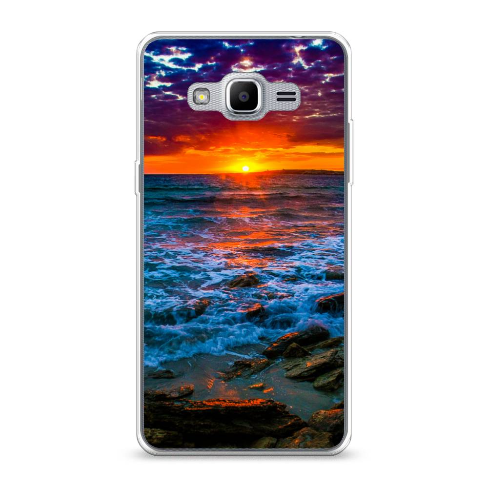 

Чехол на Samsung Galaxy Grand Prime "Закат 1", Оранжевый;синий, 22350-2
