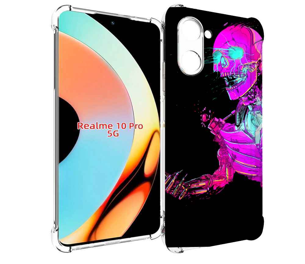 

Чехол бампер MyPads скелет-робот-фиолетовый для Realme 10 Pro пр..., Прозрачный, Tocco