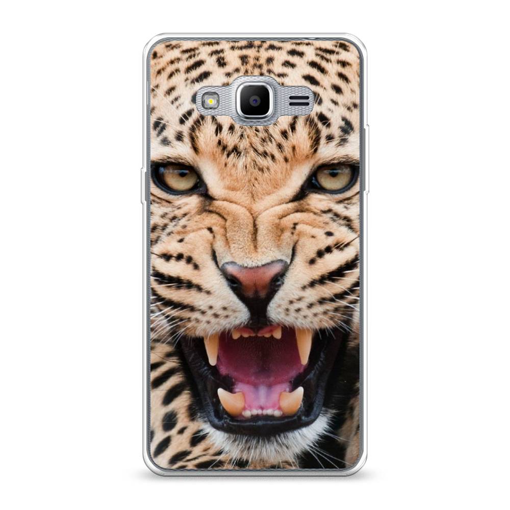 

Чехол на Samsung Galaxy Grand Prime "Леопард 3d", Бежевый;черный, 22350-6