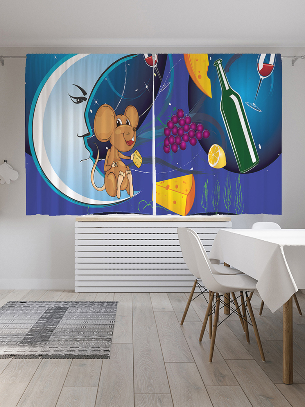 

Шторы с фотопечатью JoyArty "Мышь в космосе" из сатена, 290х180 см
