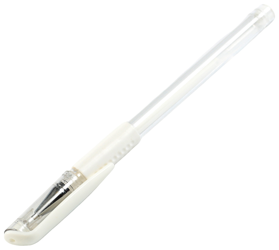 Ручка гелевая 0,5мм белая корпус прозрачный с резиновым держателем