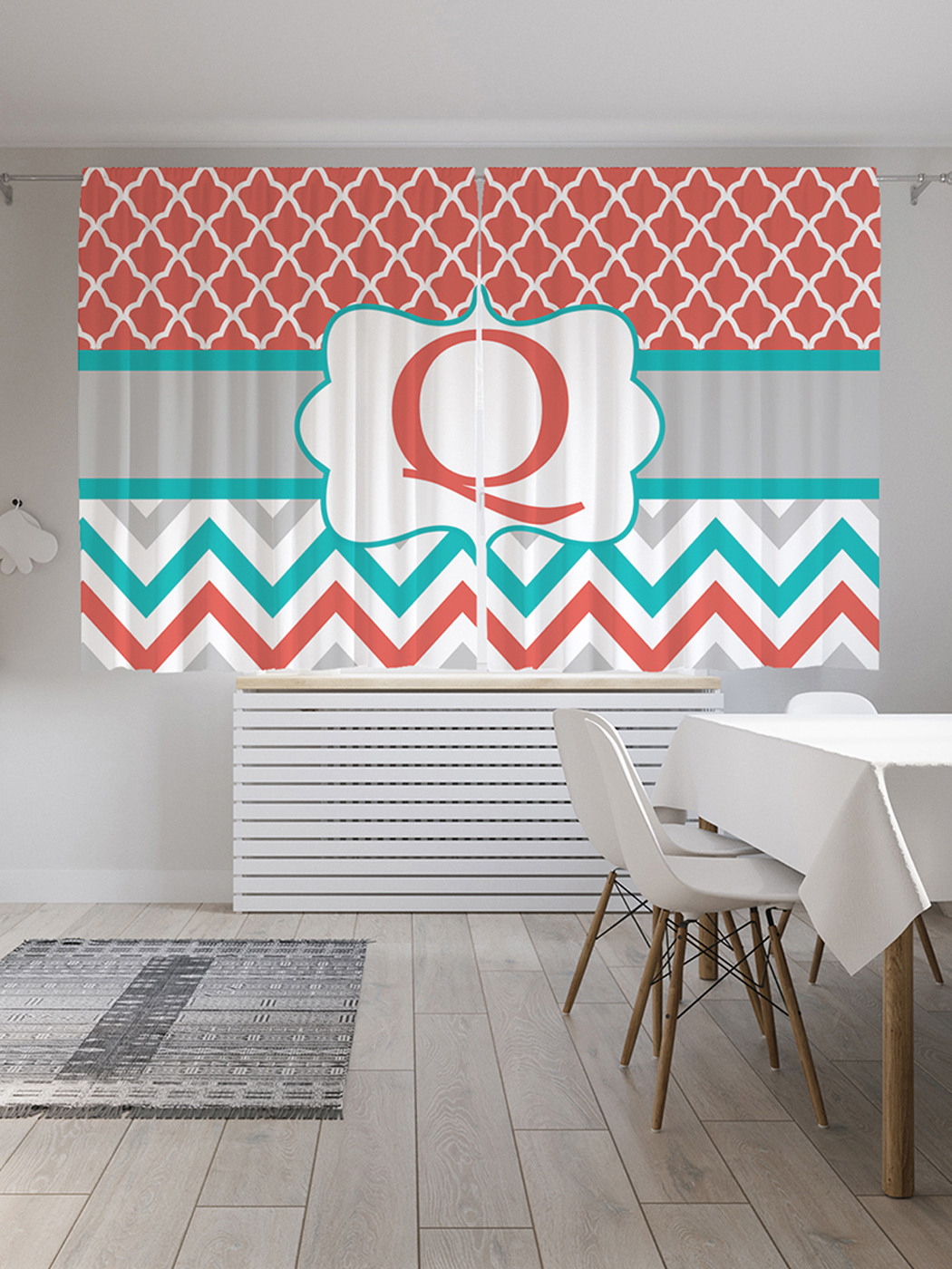 

Шторы с фотопечатью JoyArty "Q с зигзагами" из сатена, 290х180 см