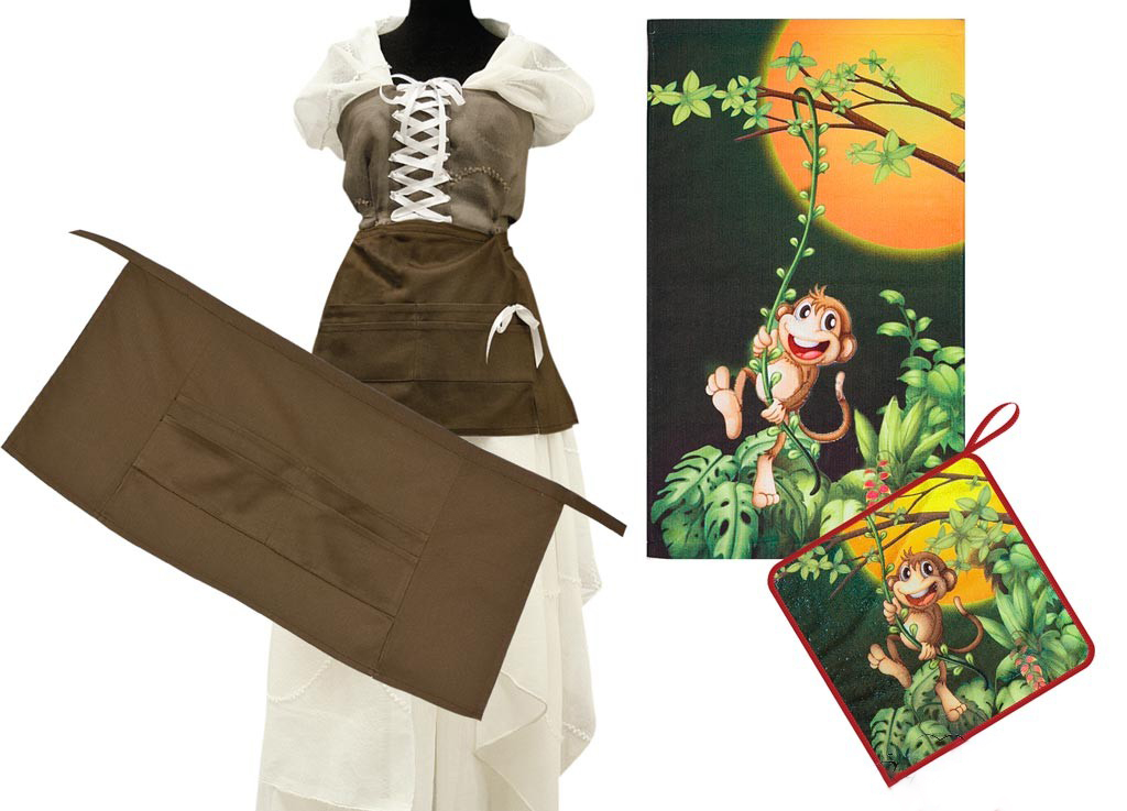фото Xc/slh кухонный передник, полотенце, салфетка monkey №2 микрофибра коричневый, зеленый soavita