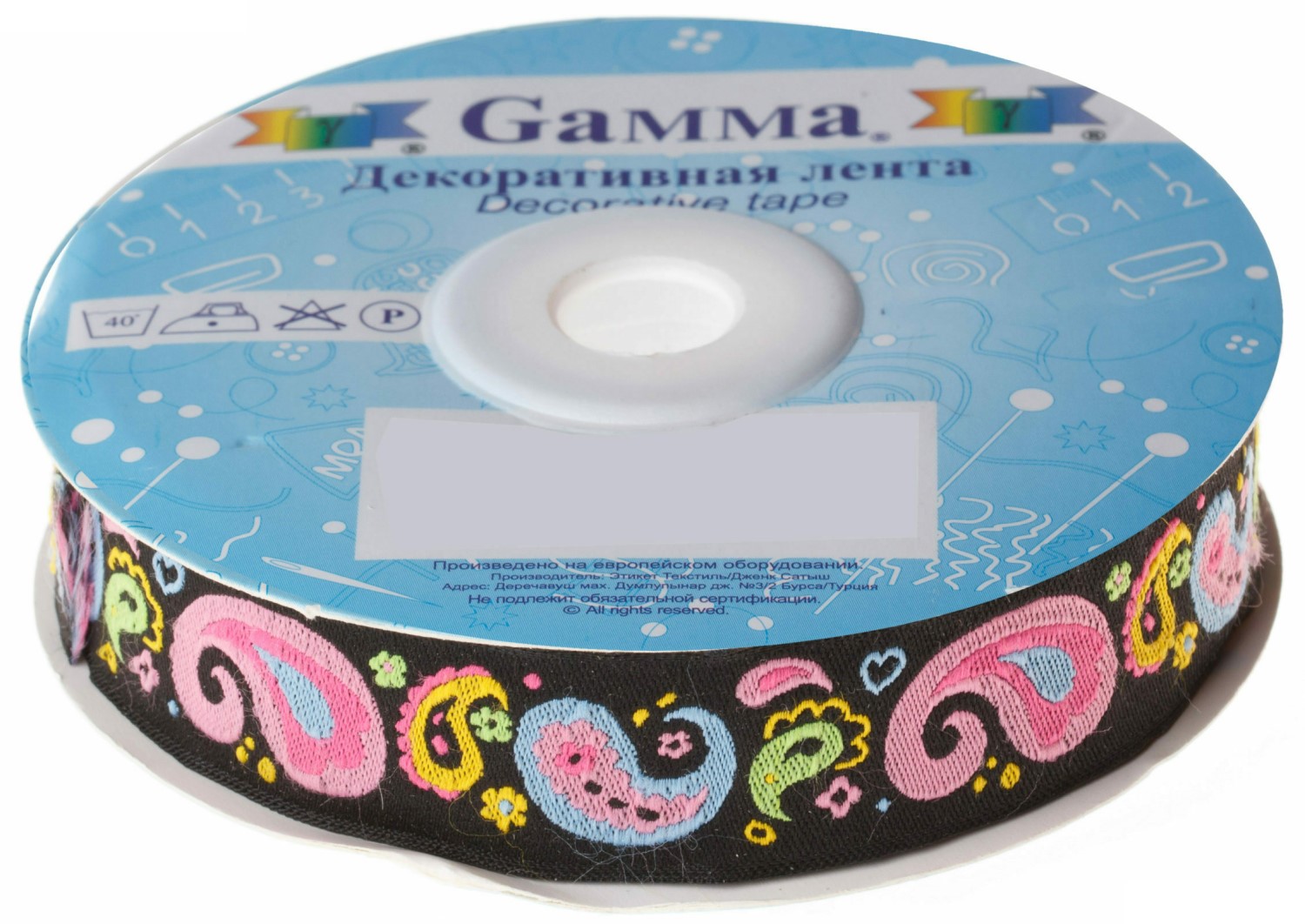 

Gamma 22 мм 10 м отделочная черно-розовая, Черный;розовый, 22 мм, 10 м, отделочная, черно-розовая