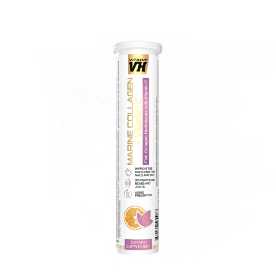 Коллаген с витамином С VITAHIT Marine Collagen + Vitamin C апельсин шип. таблетки 20 шт.