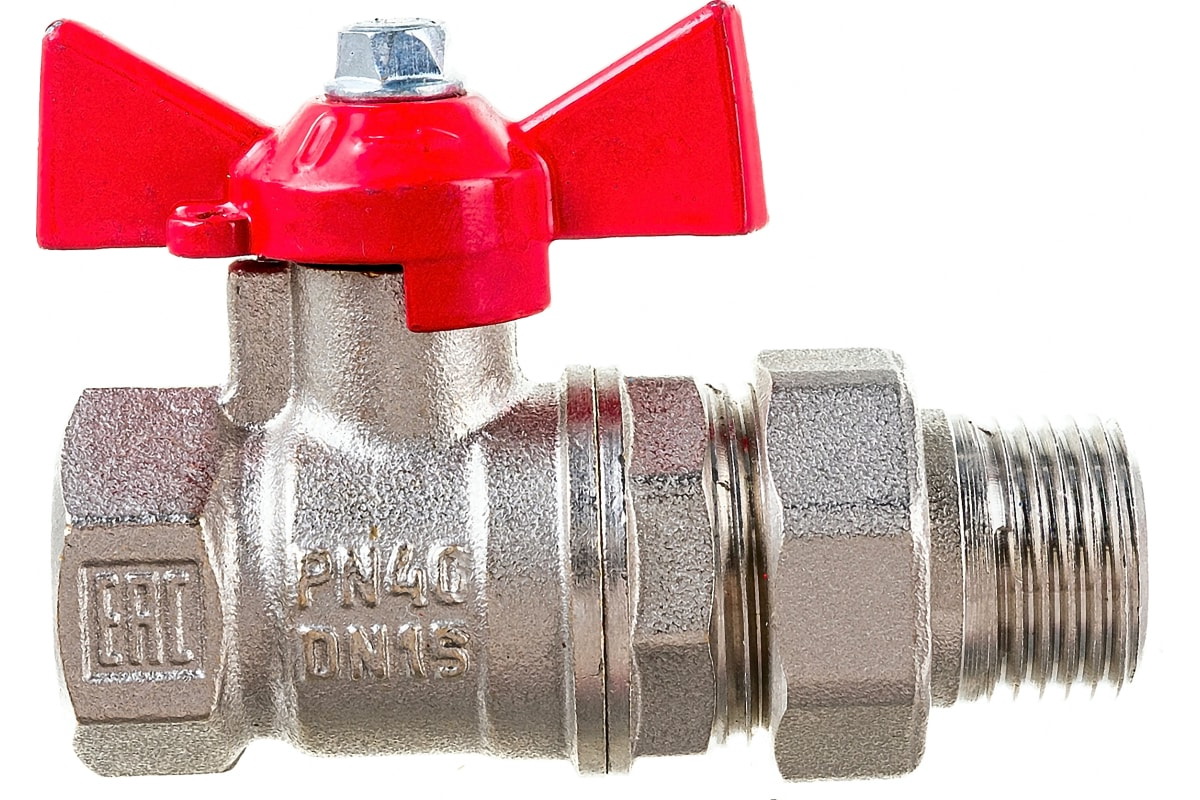 

Шаровой для воды VALFEX 1/2" ВР/НР бабочка, американка, латунный VF.227.NB1.012.Bir, Красный