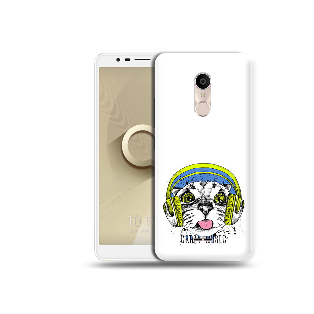 

Чехол MyPads Tocco для Alcatel 3C 5026D кошка в наушниках рисунок, Прозрачный, Tocco