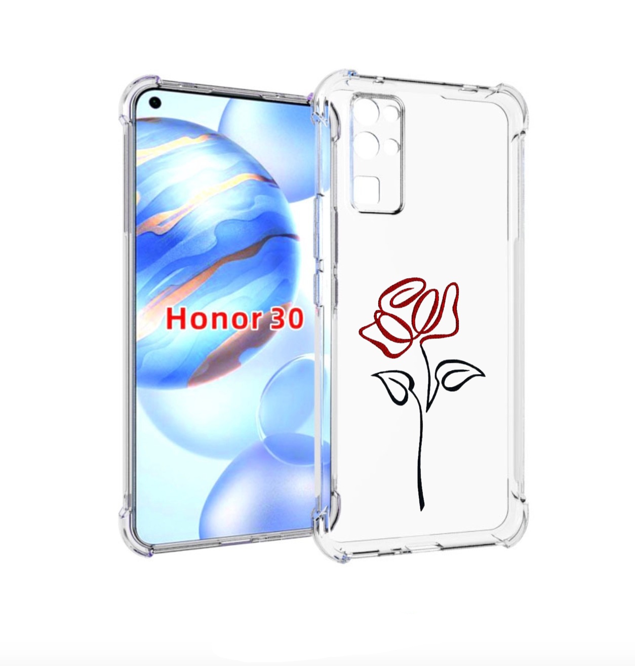 

Чехол бампер MyPads цветок в одну линию для Honor 30 (BMH-AN10), Прозрачный, Tocco