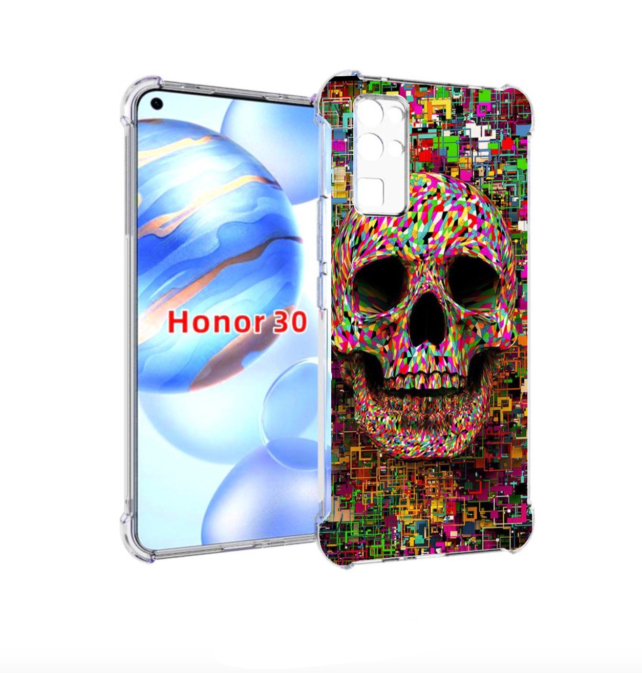 

Чехол бампер MyPads череп красочные цвета для Honor 30 (BMH-AN10, Прозрачный, Tocco