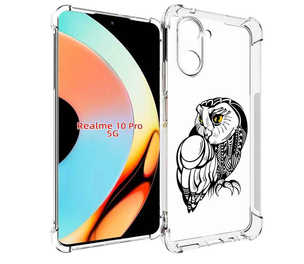 

Чехол бампер MyPads сова-красотка для Realme 10 Pro противоударный, Прозрачный, Tocco
