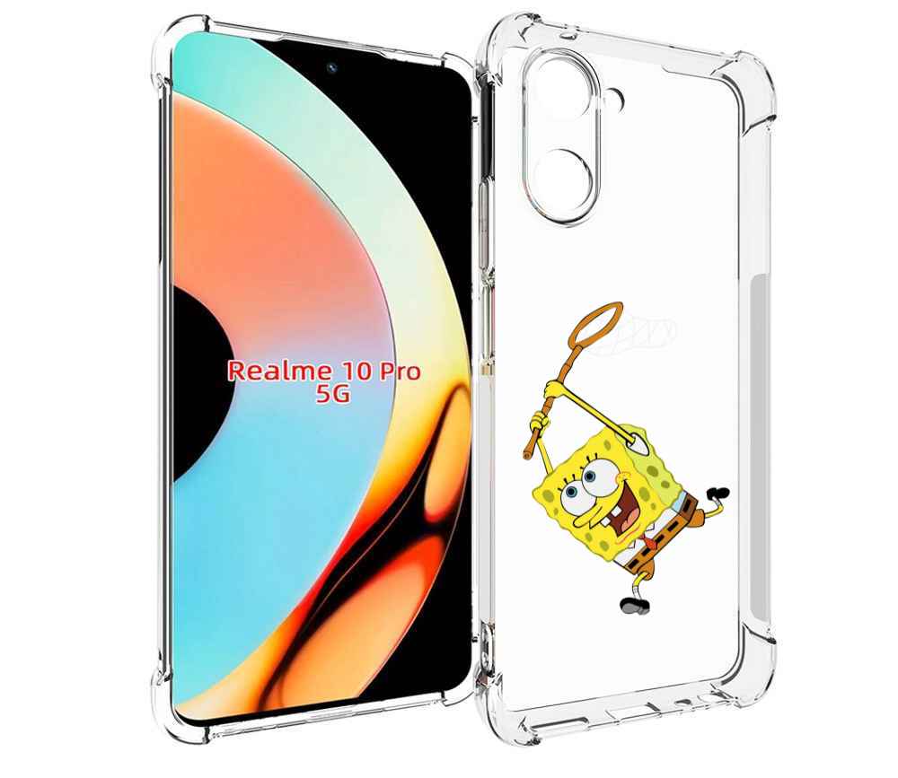 

Чехол бампер MyPads спанчбоб-с-сочком для Realme 10 Pro противоу..., Прозрачный, Tocco
