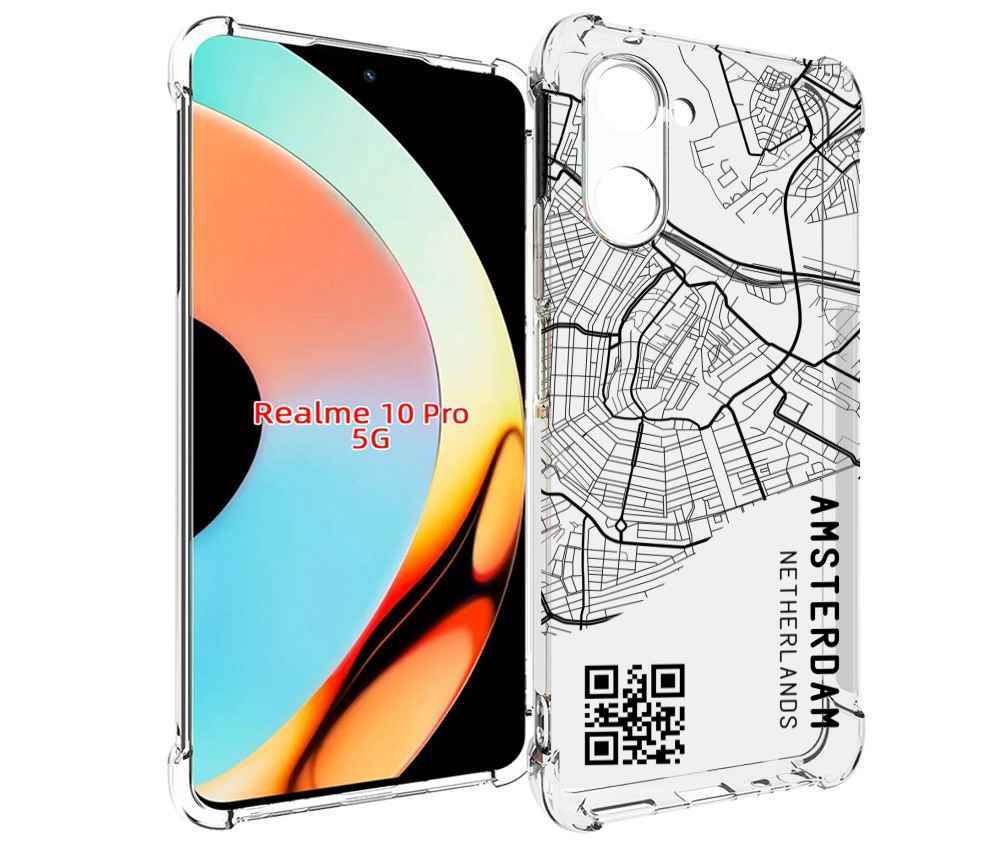 

Чехол бампер MyPads схема-амстердам для Realme 10 Pro противоуда..., Прозрачный, Tocco
