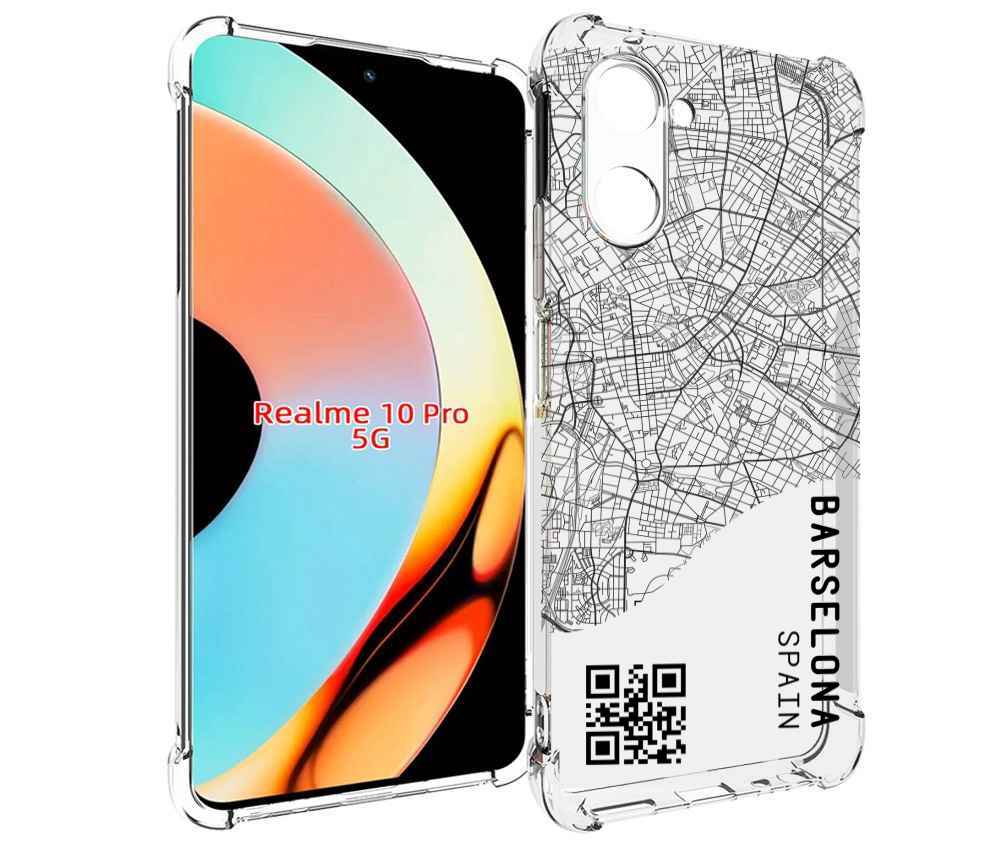 

Чехол бампер MyPads схема-барселона для Realme 10 Pro противоуда..., Прозрачный, Tocco