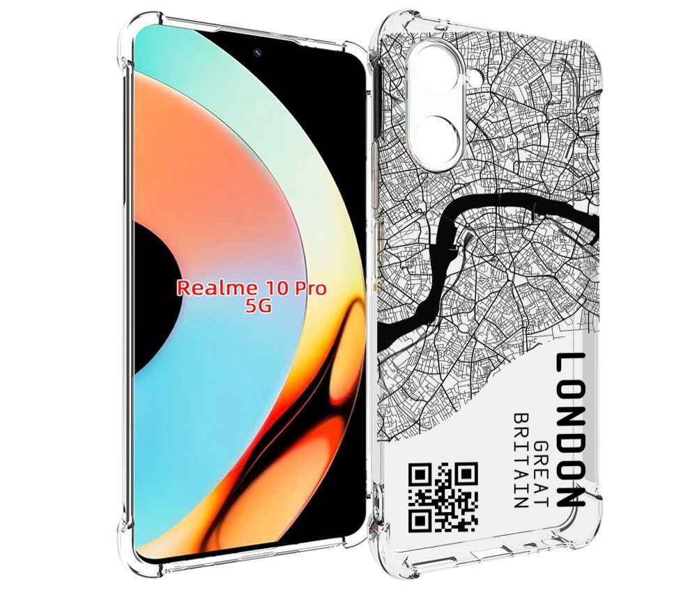 

Чехол бампер MyPads схема-лондон для Realme 10 Pro противоударный, Прозрачный, Tocco