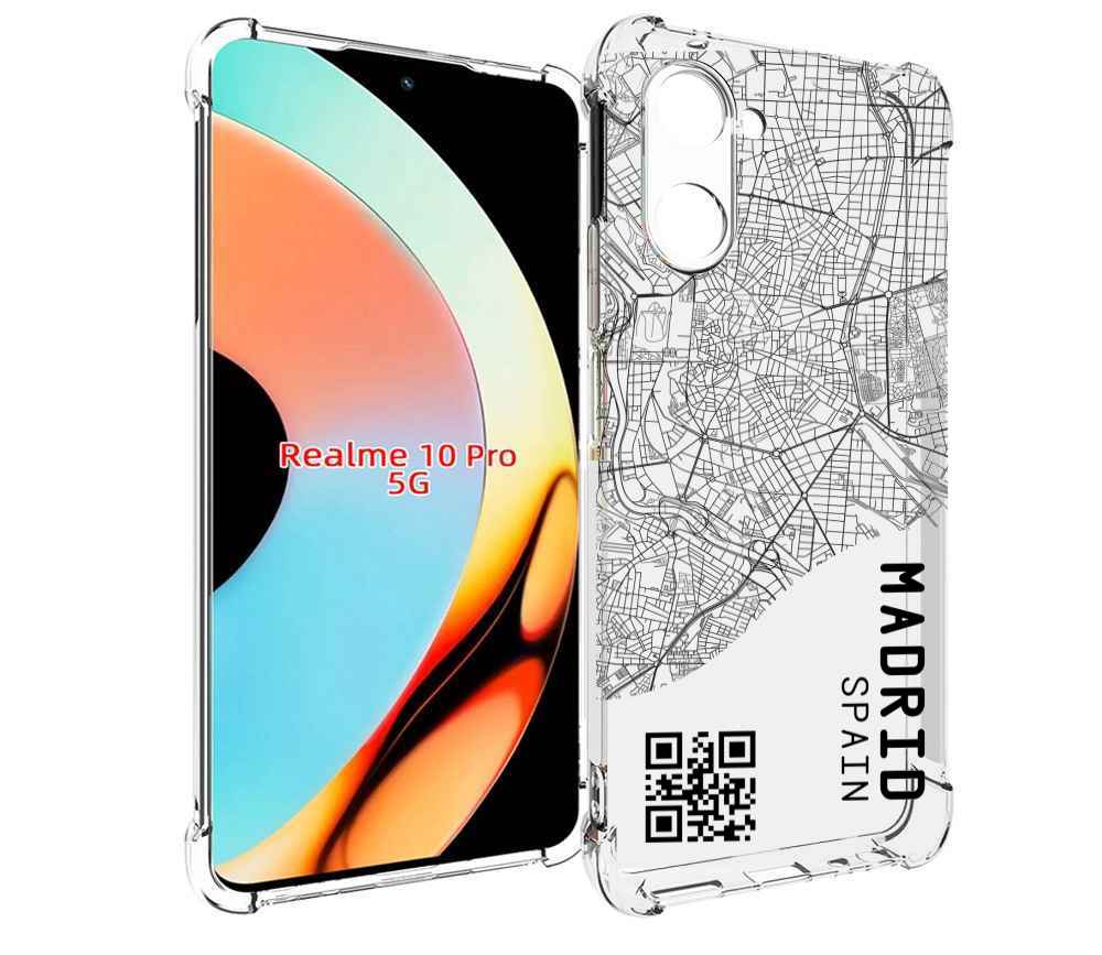 

Чехол бампер MyPads схема-мадрид для Realme 10 Pro противоударный, Прозрачный, Tocco