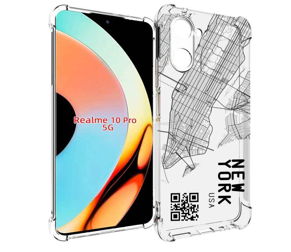 

Чехол бампер MyPads схема-нью-йорк для Realme 10 Pro противоударный, Прозрачный, Tocco